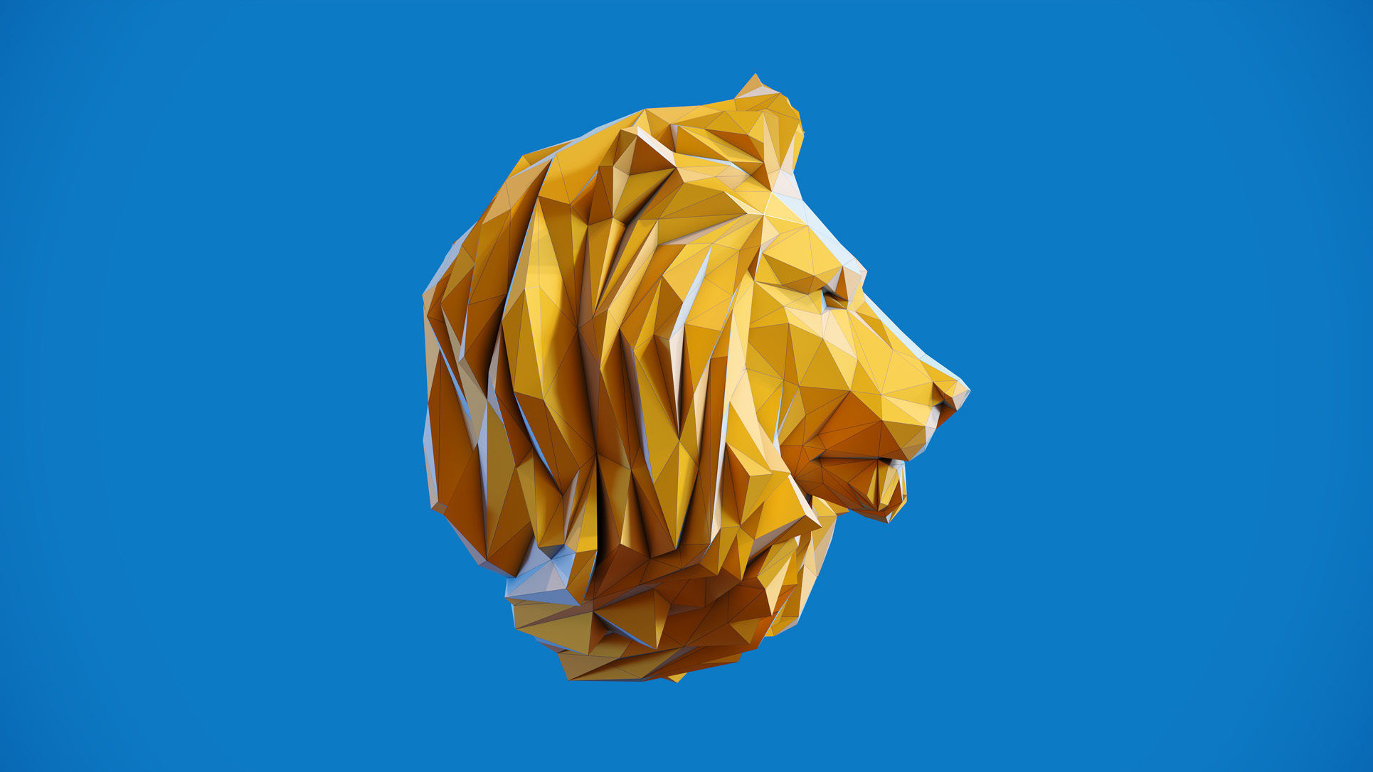 Low poly Lion Head Pendant Papercraft 3D print model_9