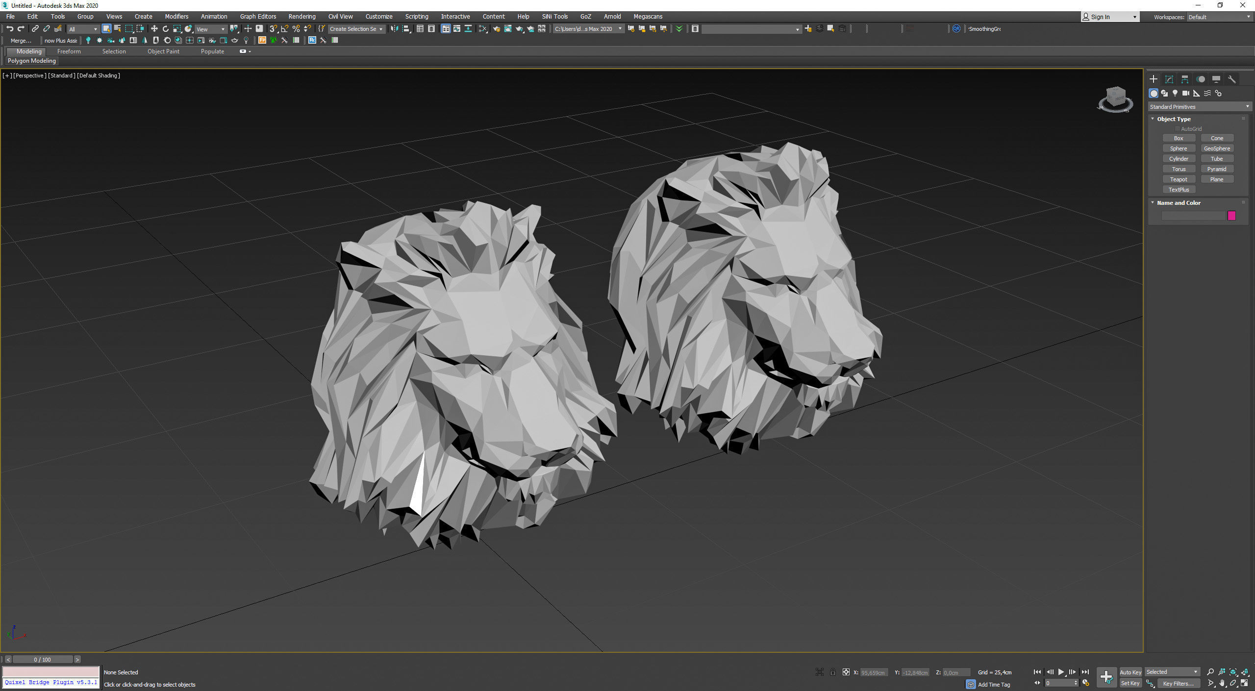 Low poly Lion Head Pendant Papercraft 3D print model_23