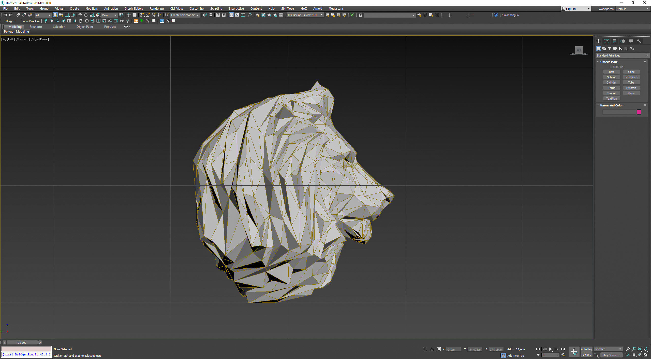 Low poly Lion Head Pendant Papercraft 3D print model_25
