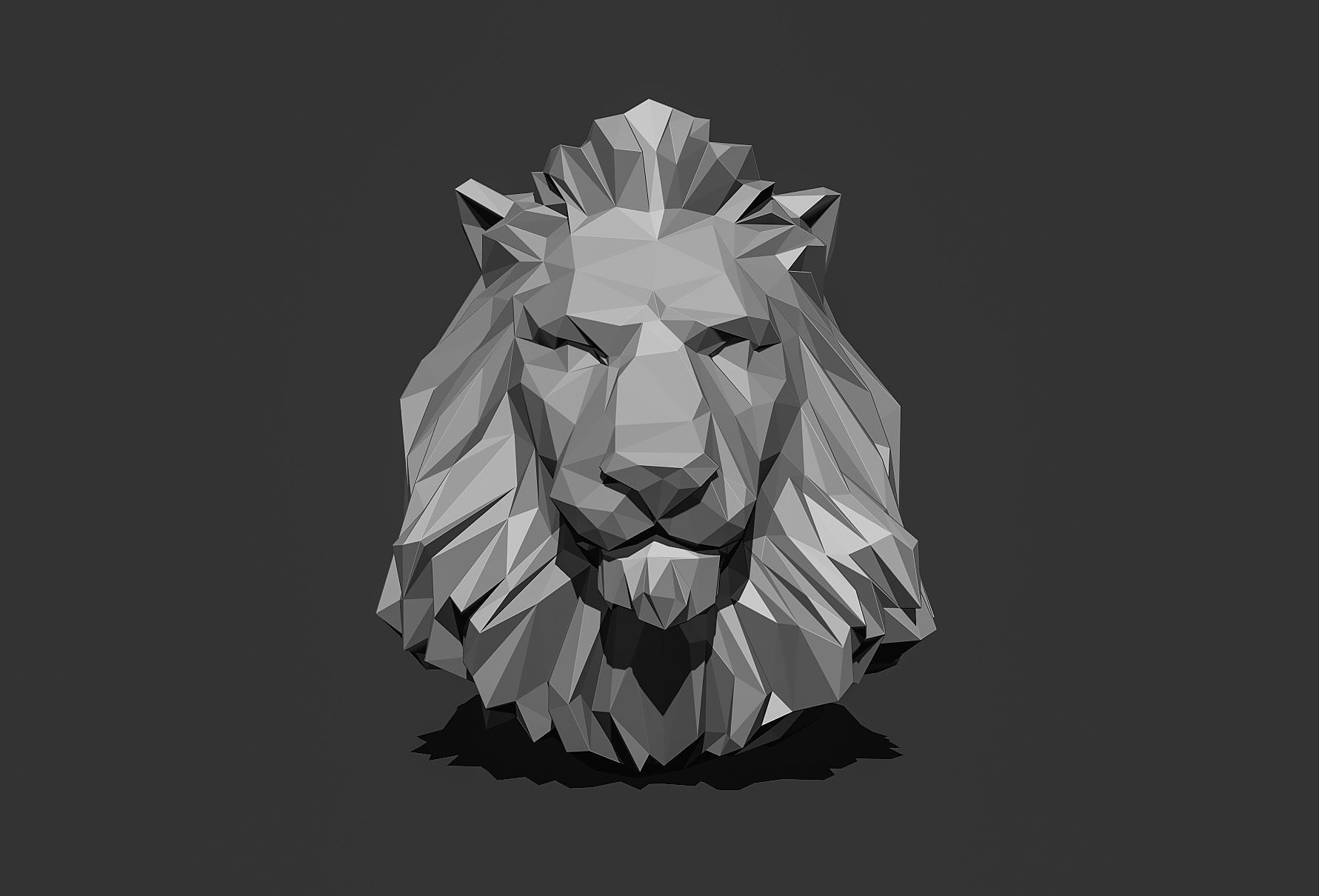 Low poly Lion Head Pendant Papercraft 3D print model_27