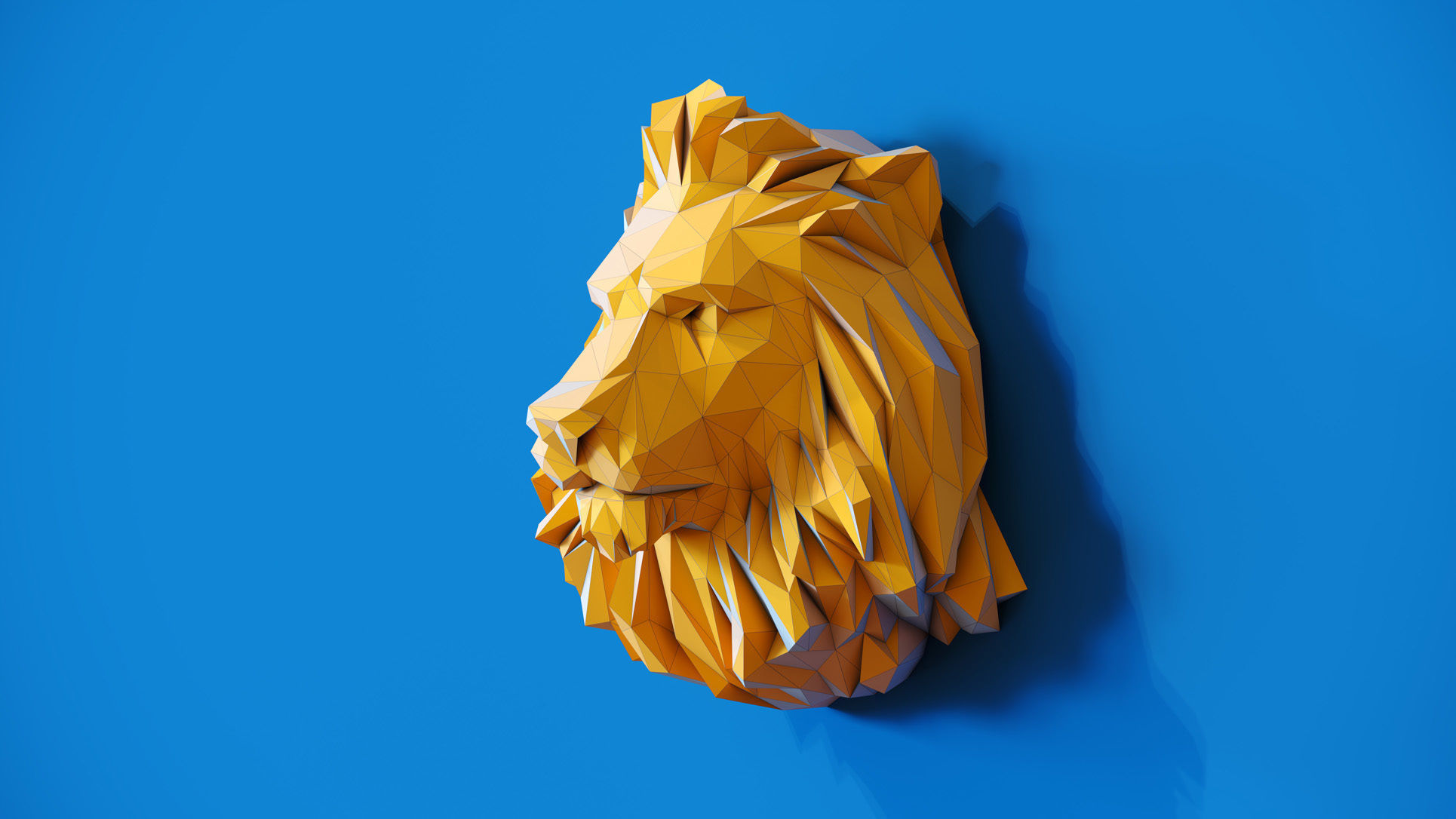 Low poly Lion Head Pendant Papercraft 3D print model_4