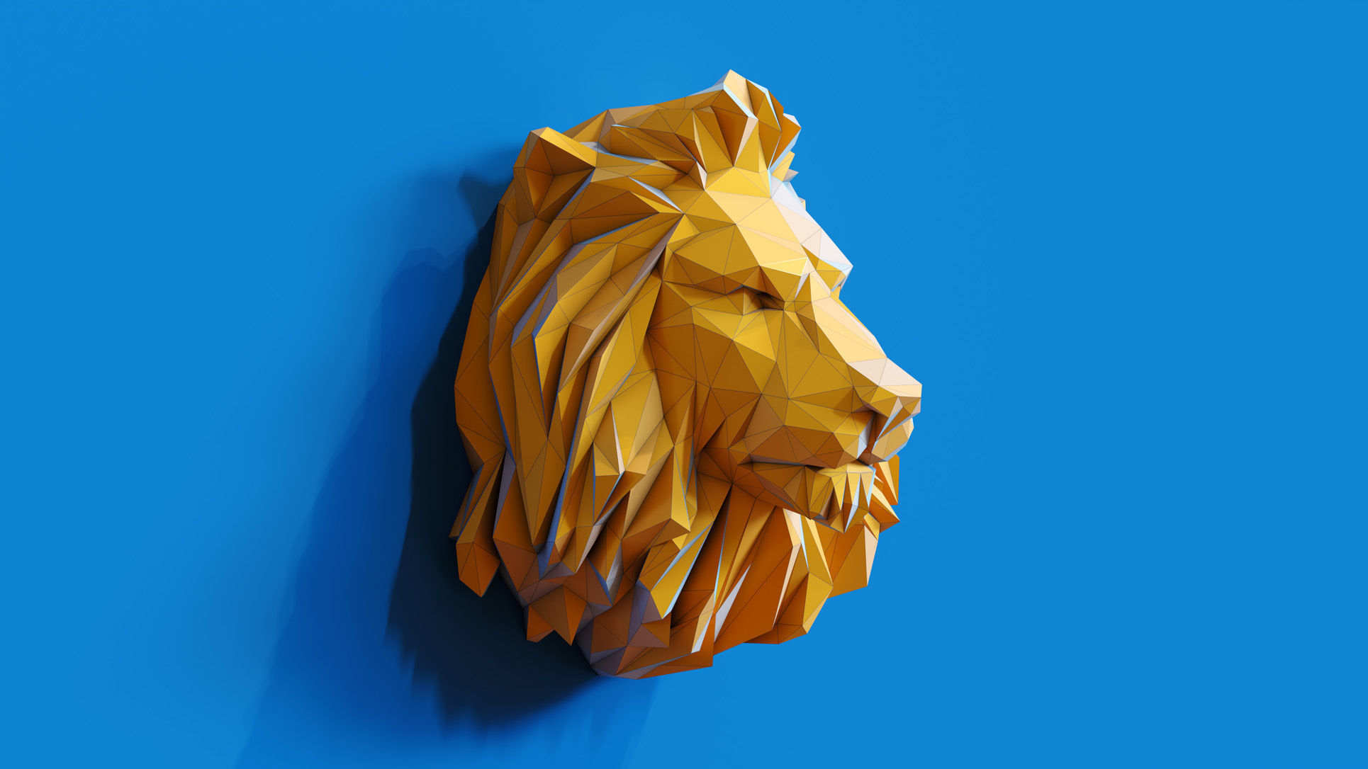 Low poly Lion Head Pendant Papercraft 3D print model_3