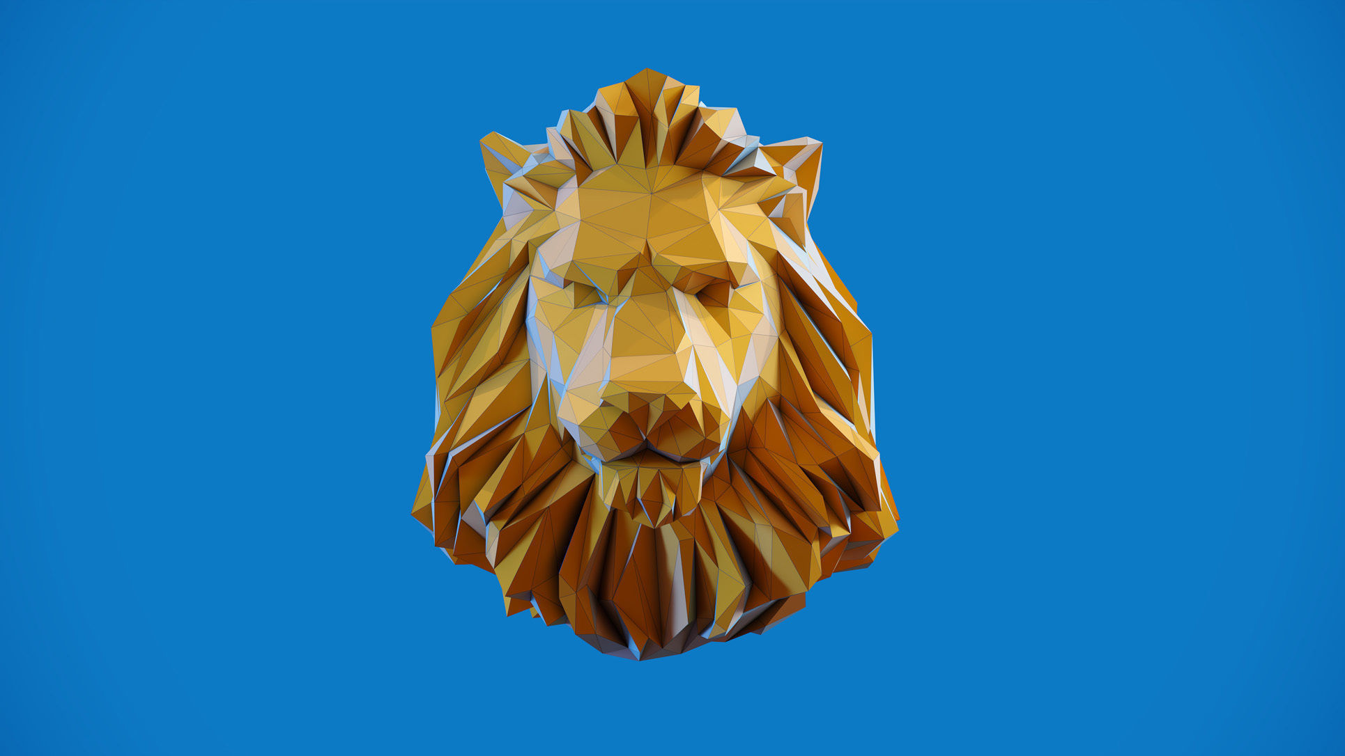 Low poly Lion Head Pendant Papercraft 3D print model_11