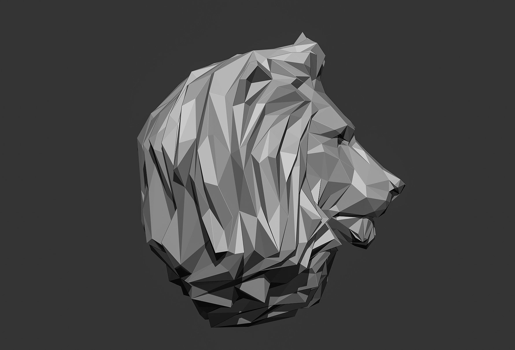 Low poly Lion Head Pendant Papercraft 3D print model_14