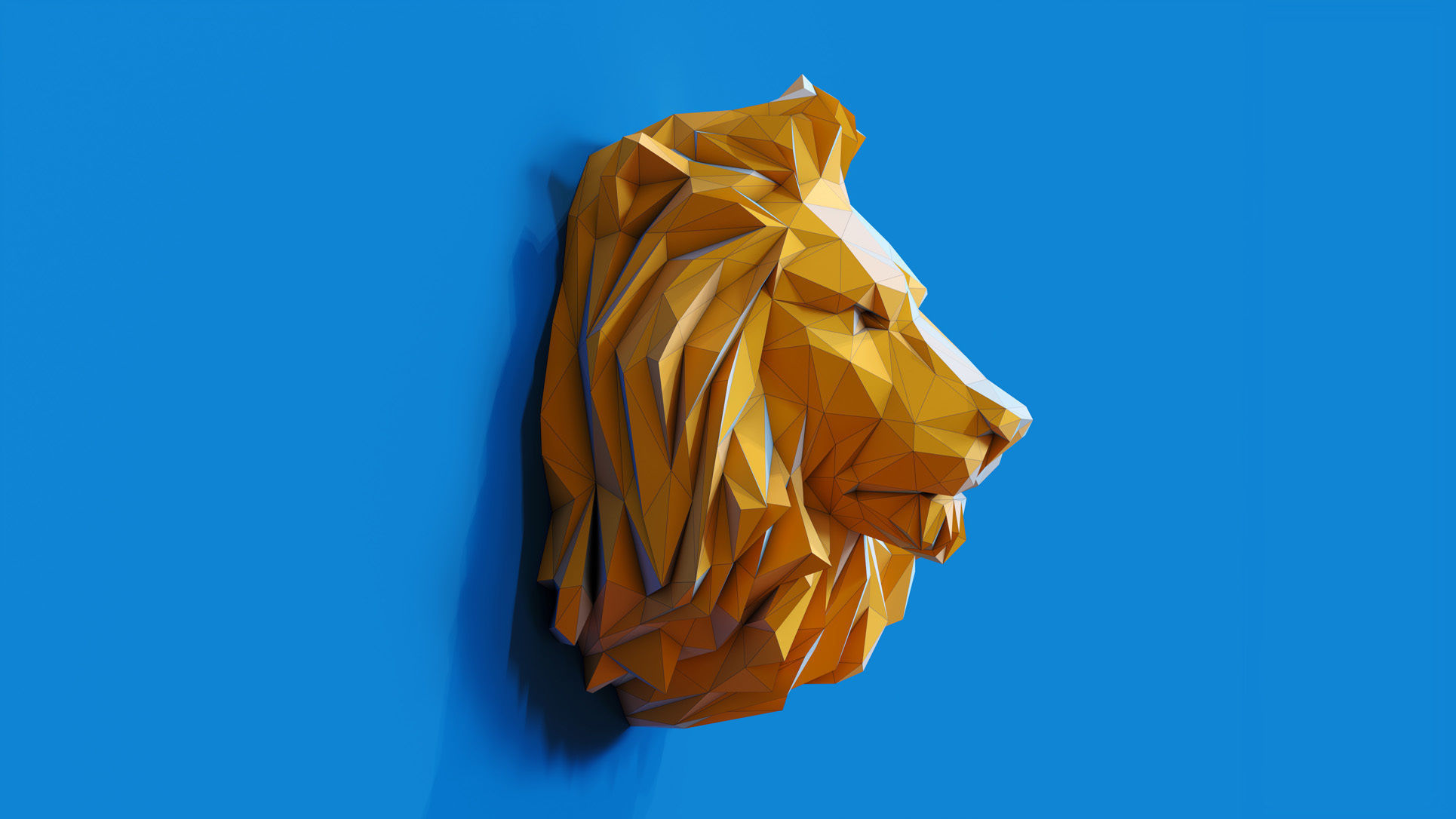 Low poly Lion Head Pendant Papercraft 3D print model_5