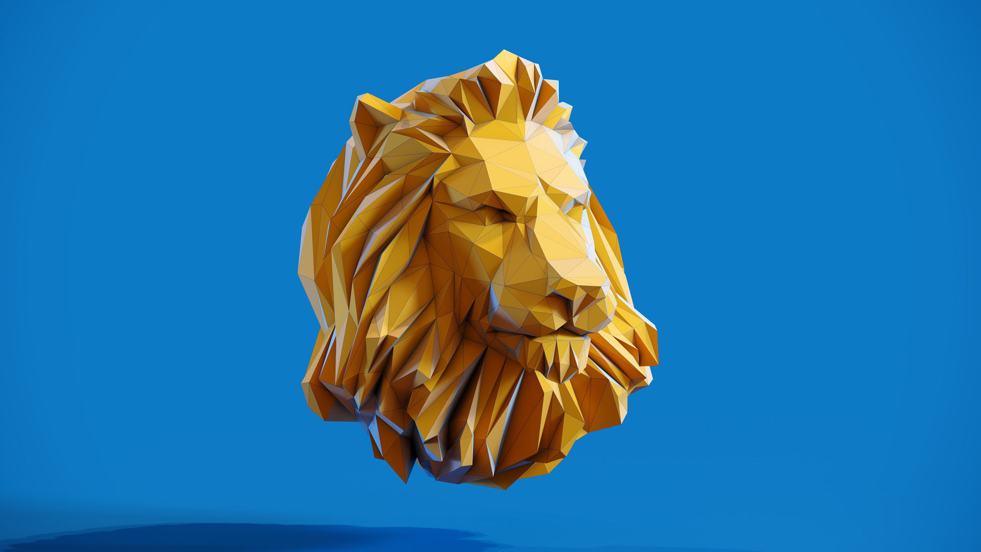 Low poly Lion Head Pendant Papercraft 3D print model_10