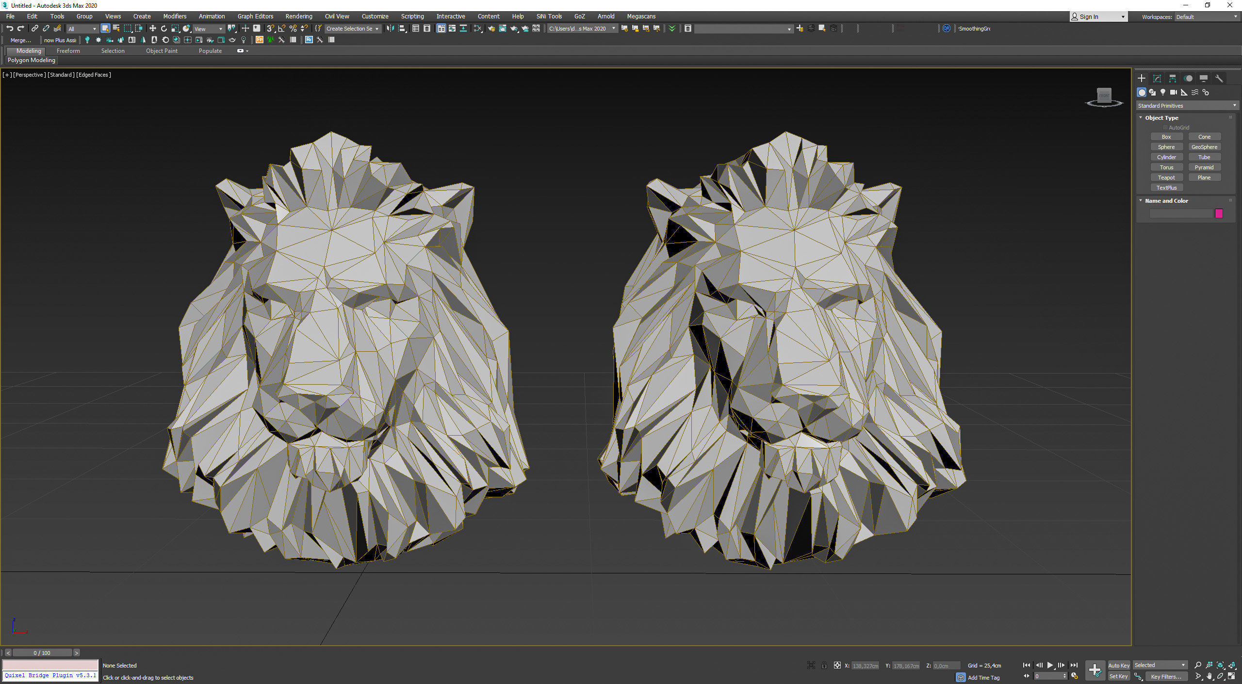 Low poly Lion Head Pendant Papercraft 3D print model_26