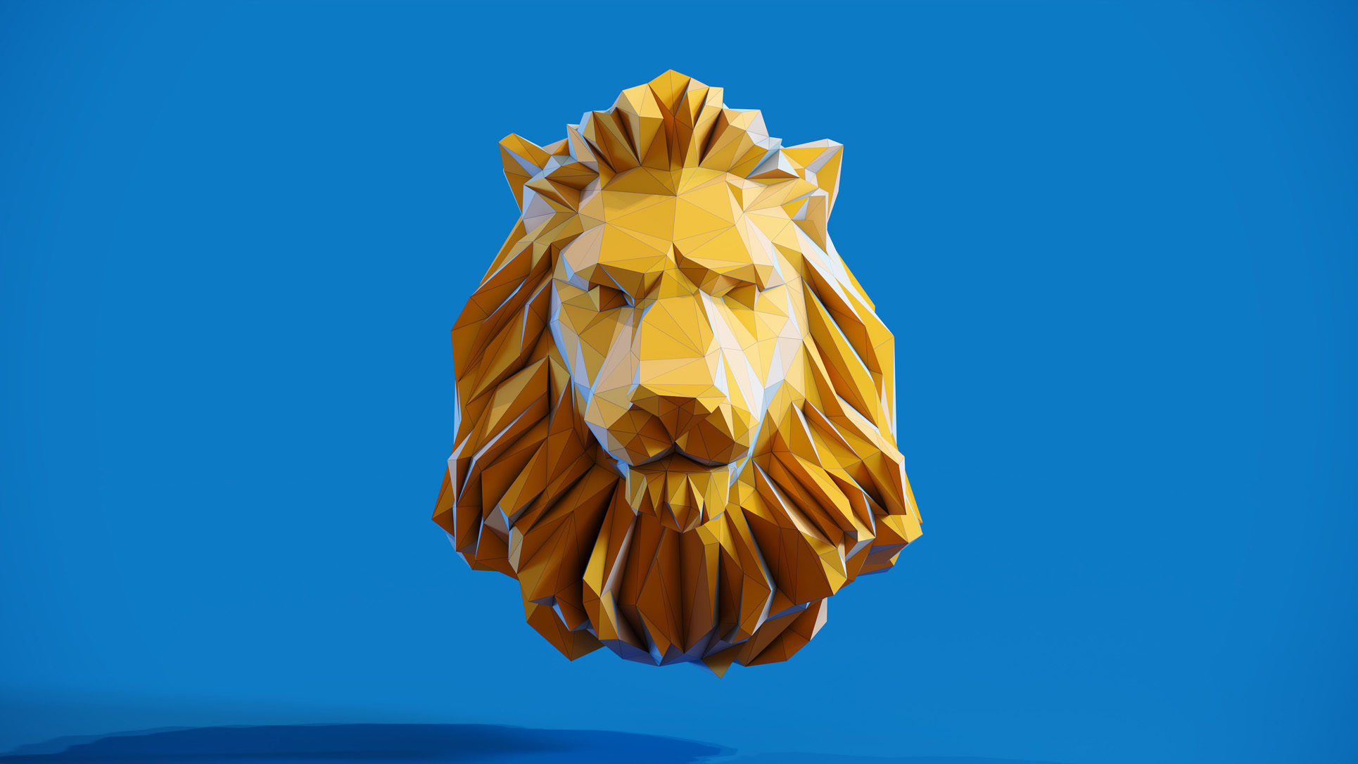 Low poly Lion Head Pendant Papercraft 3D print model_1