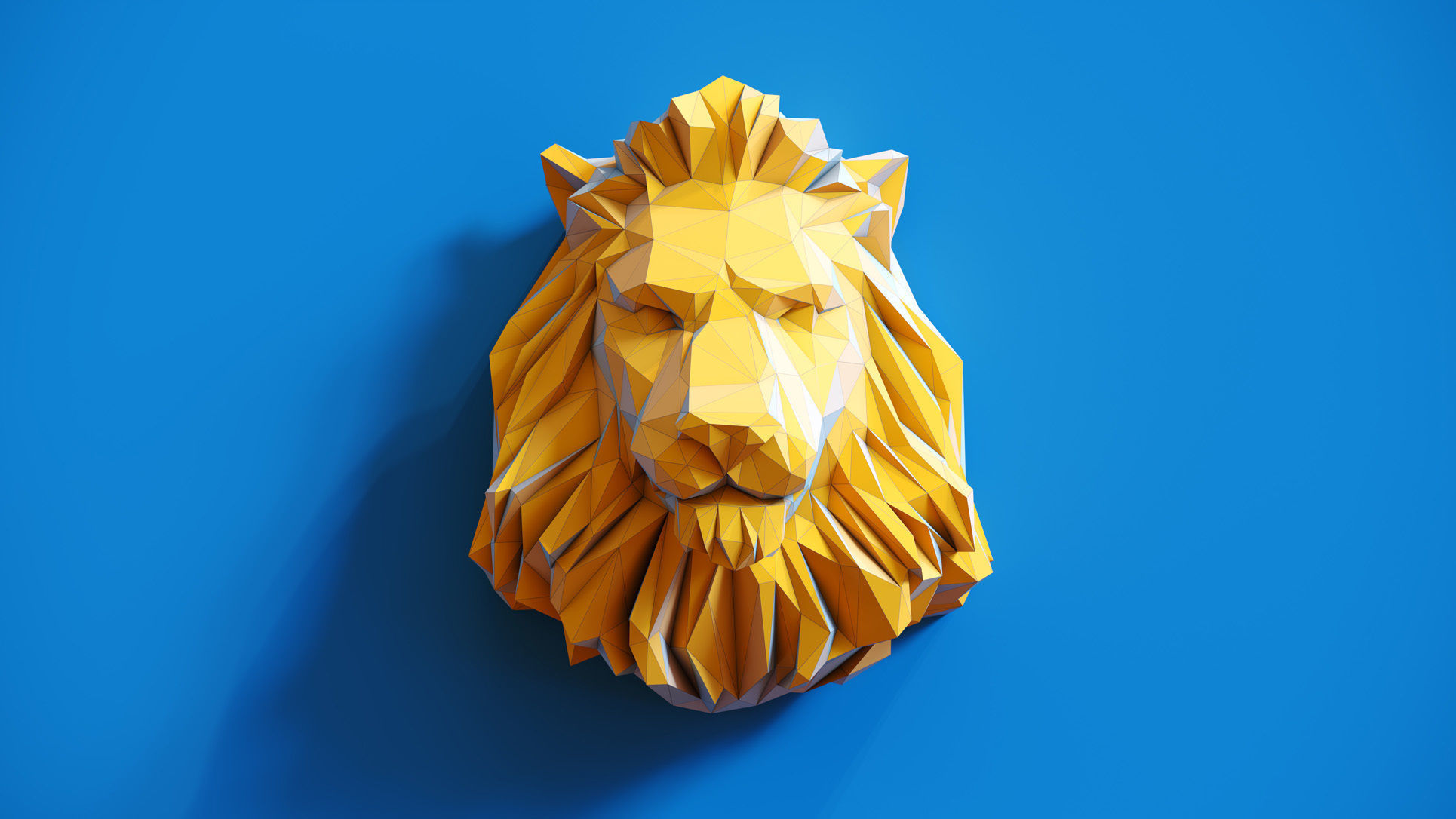 Low poly Lion Head Pendant Papercraft 3D print model_6