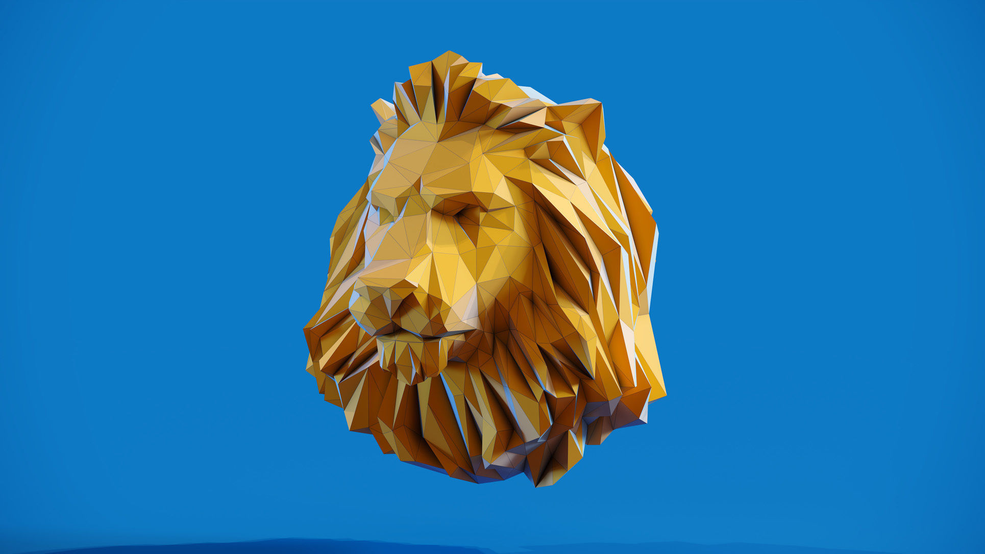 Low poly Lion Head Pendant Papercraft 3D print model_7
