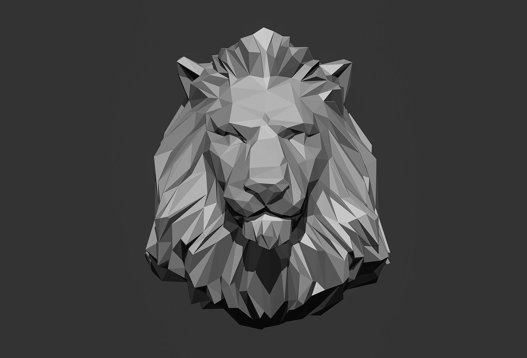 Low poly Lion Head Pendant Papercraft 3D print model_20