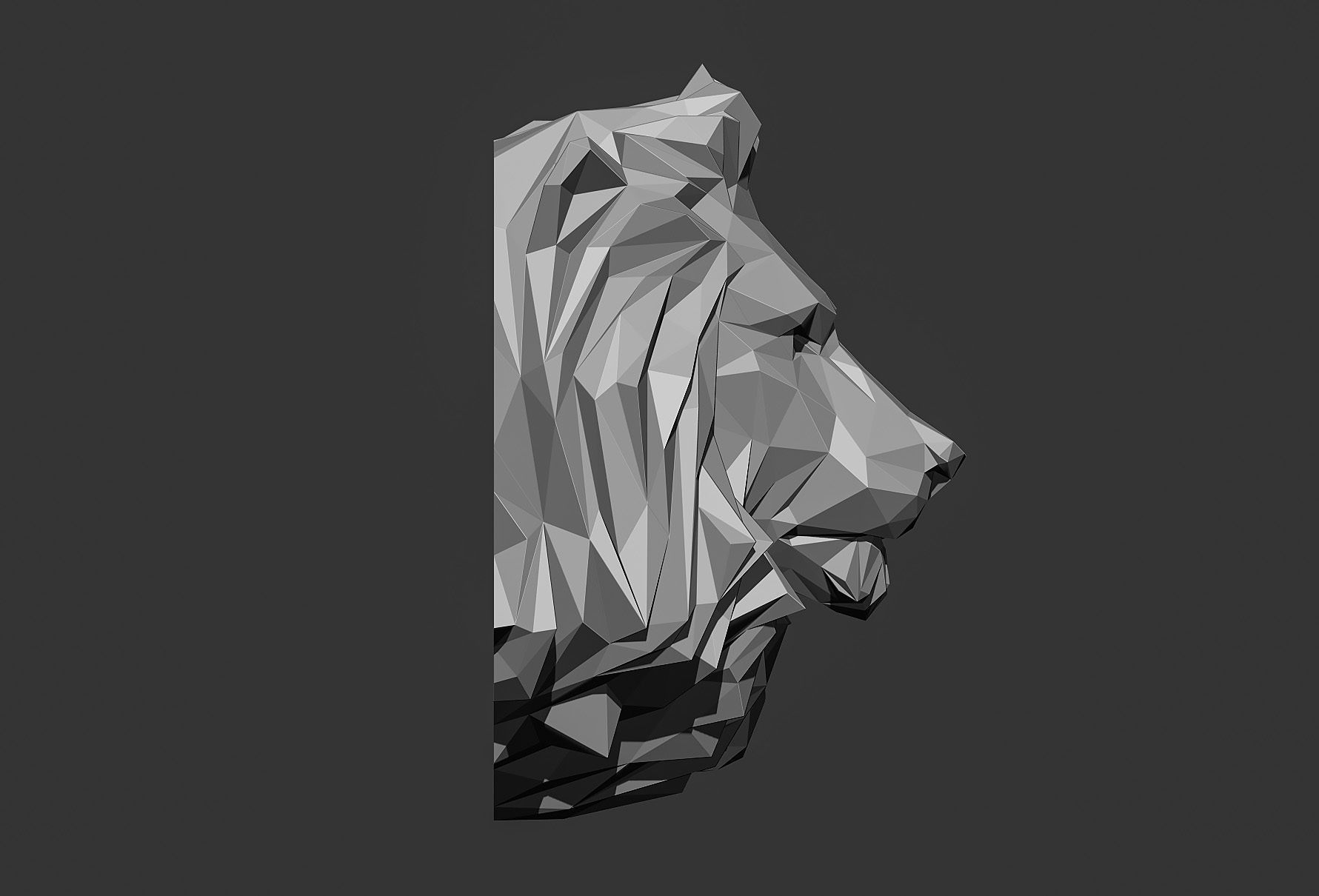 Low poly Lion Head Pendant Papercraft 3D print model_13