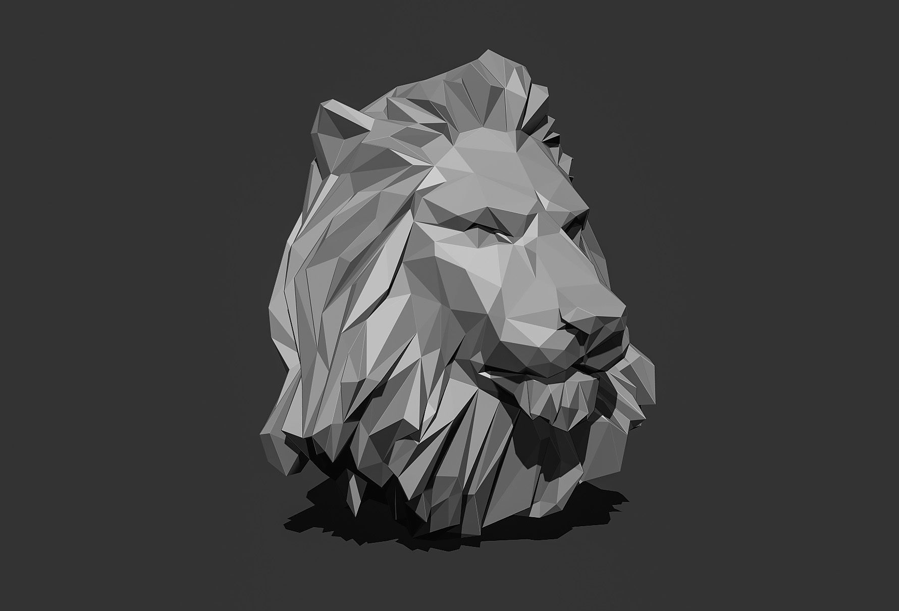 Low poly Lion Head Pendant Papercraft 3D print model_21