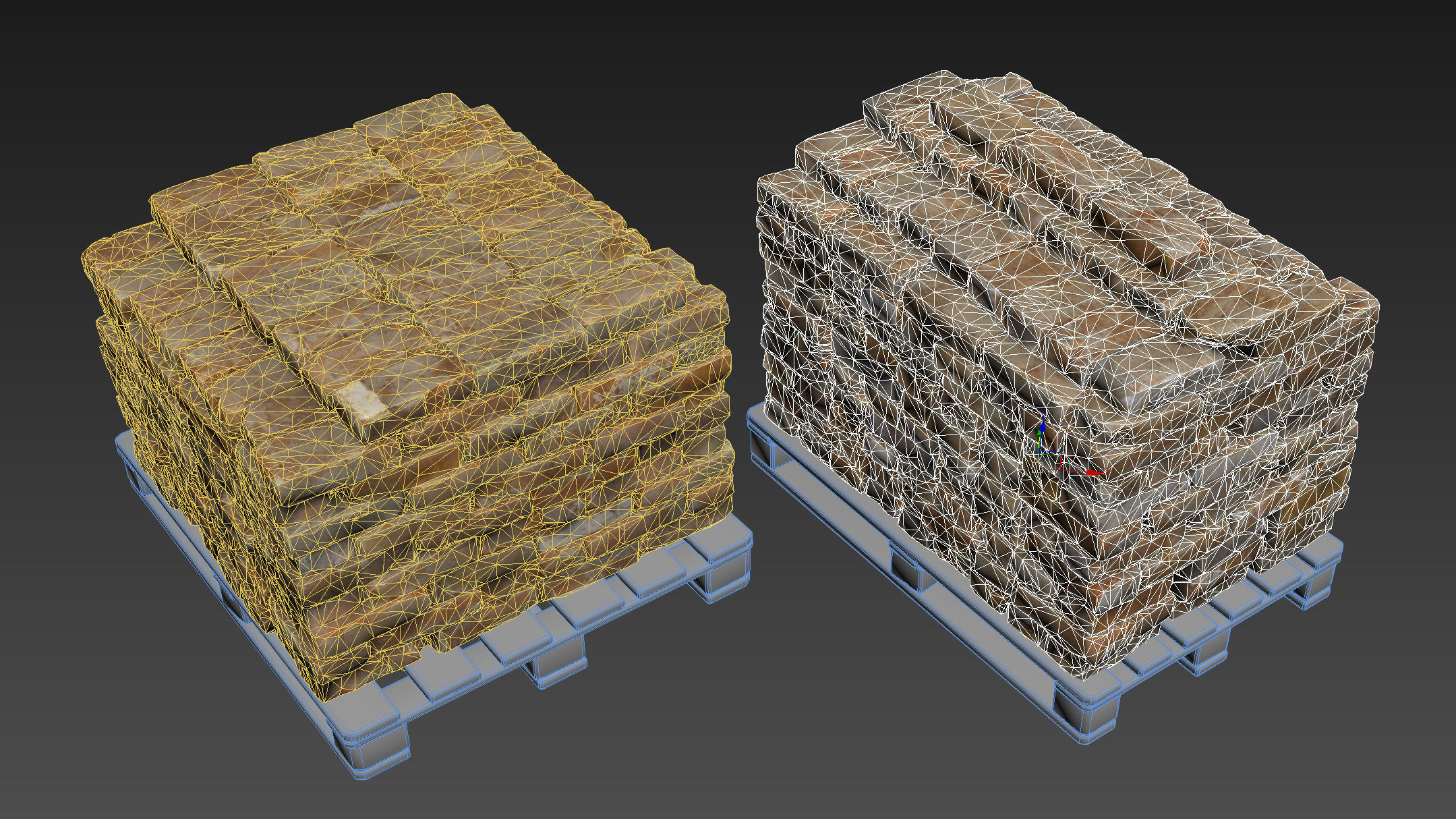 Pallets with old bricks 3D model_19