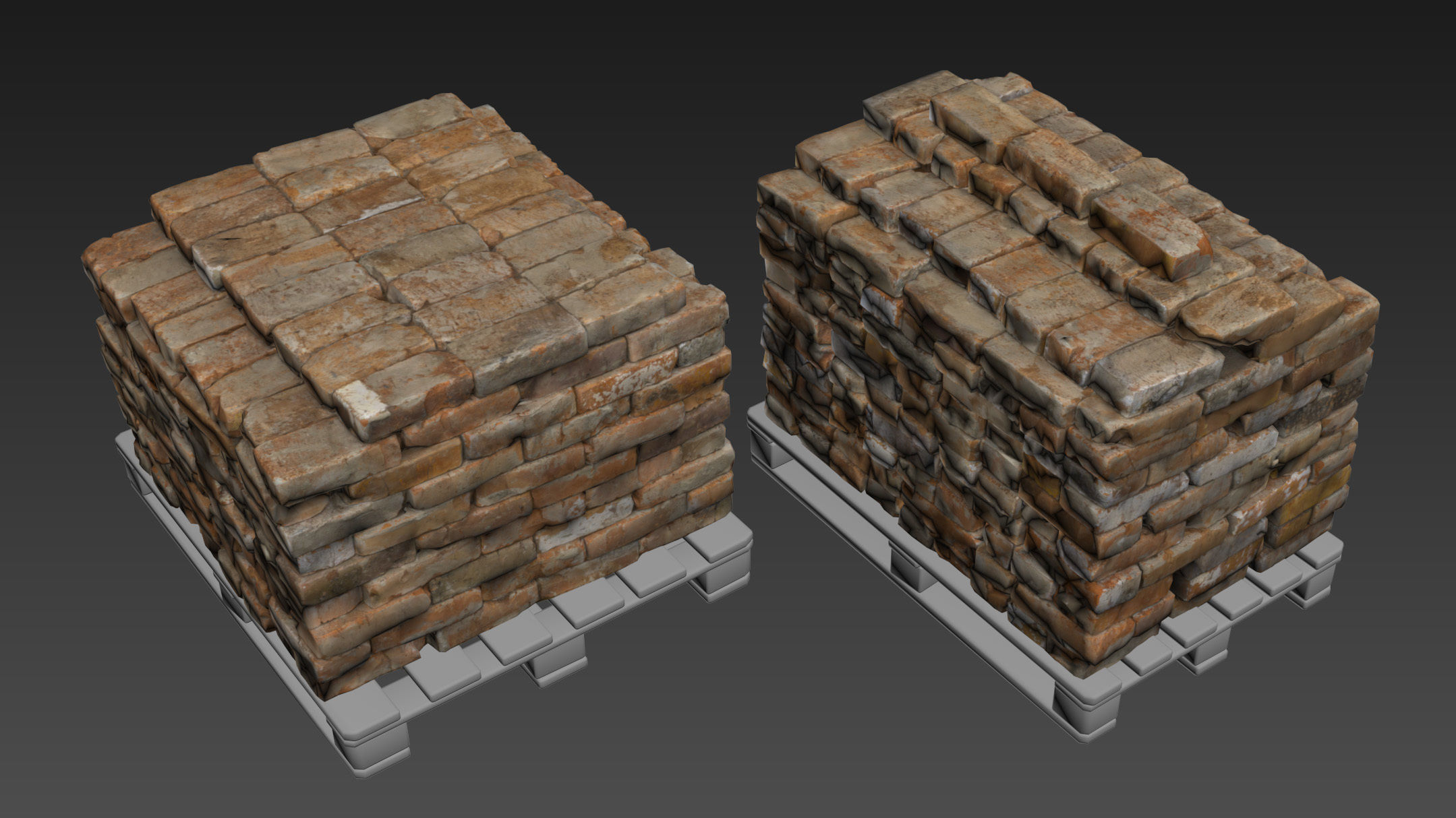 Pallets with old bricks 3D model_18