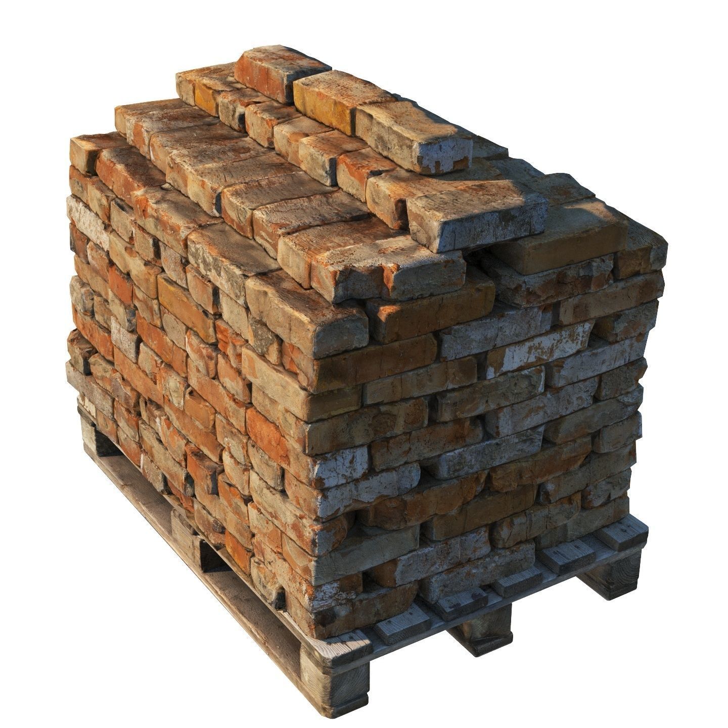 Pallets with old bricks 3D model_3