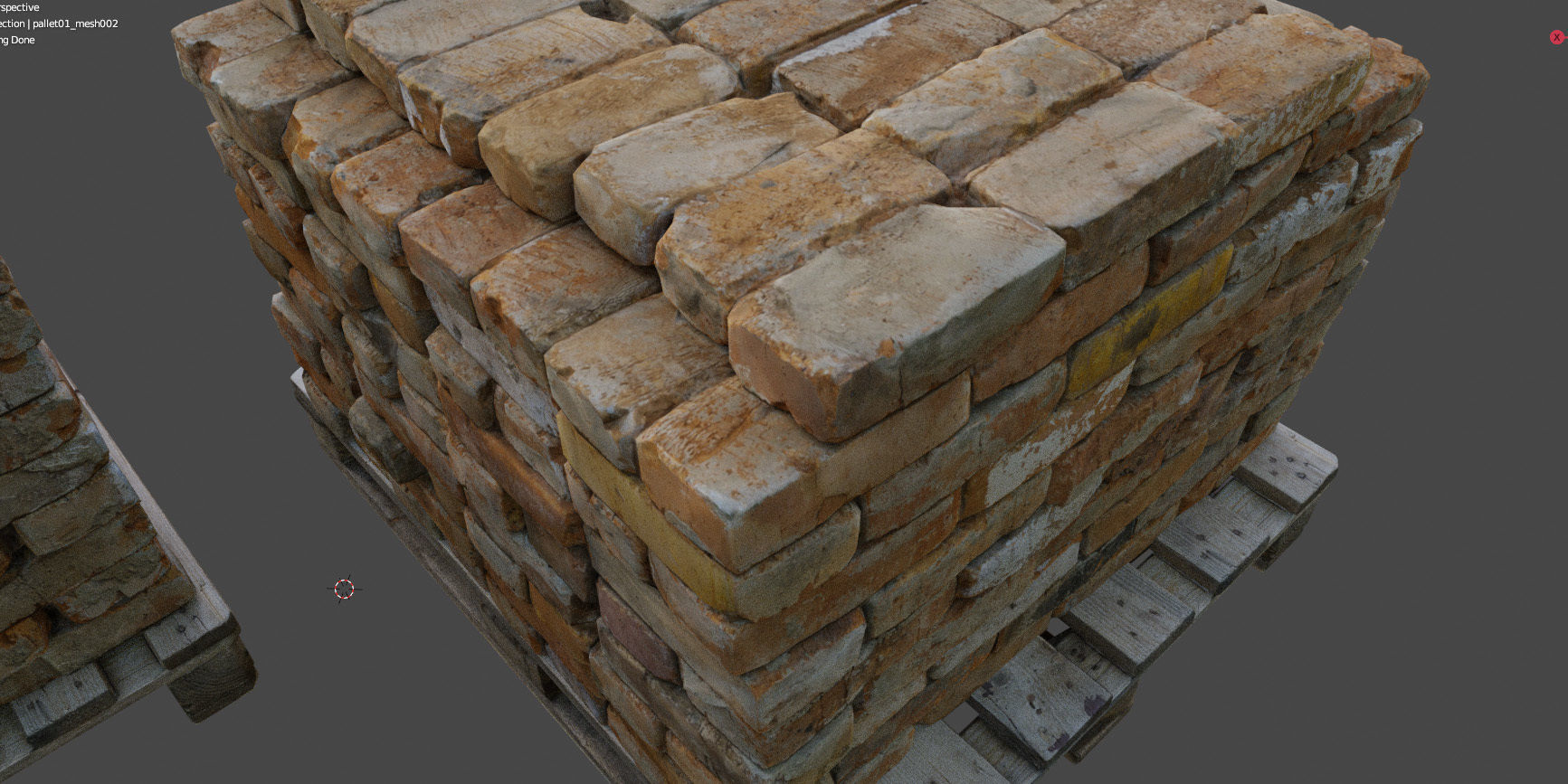 Pallets with old bricks 3D model_9