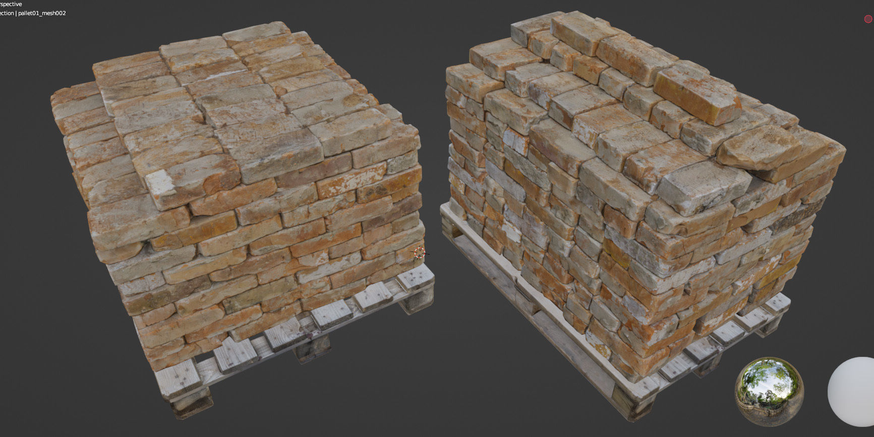 Pallets with old bricks 3D model_8
