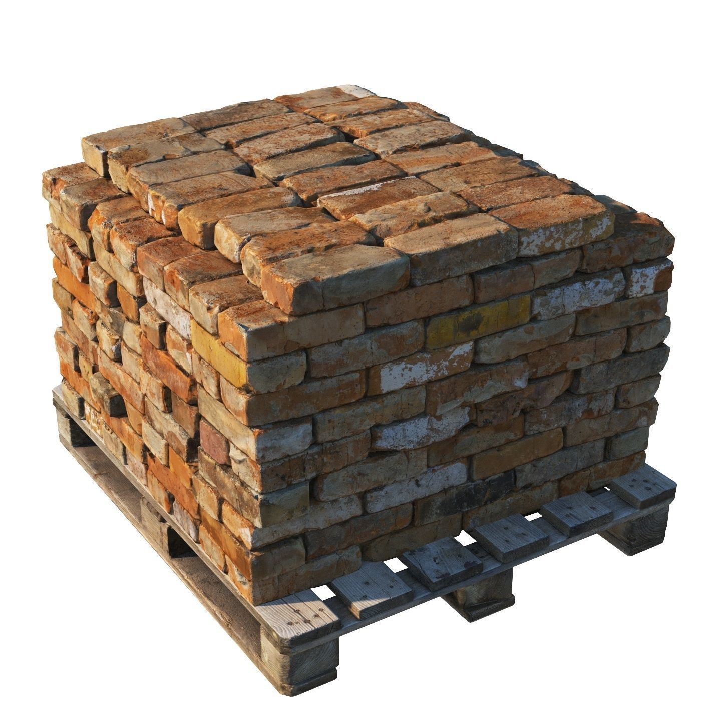 Pallets with old bricks 3D model_4