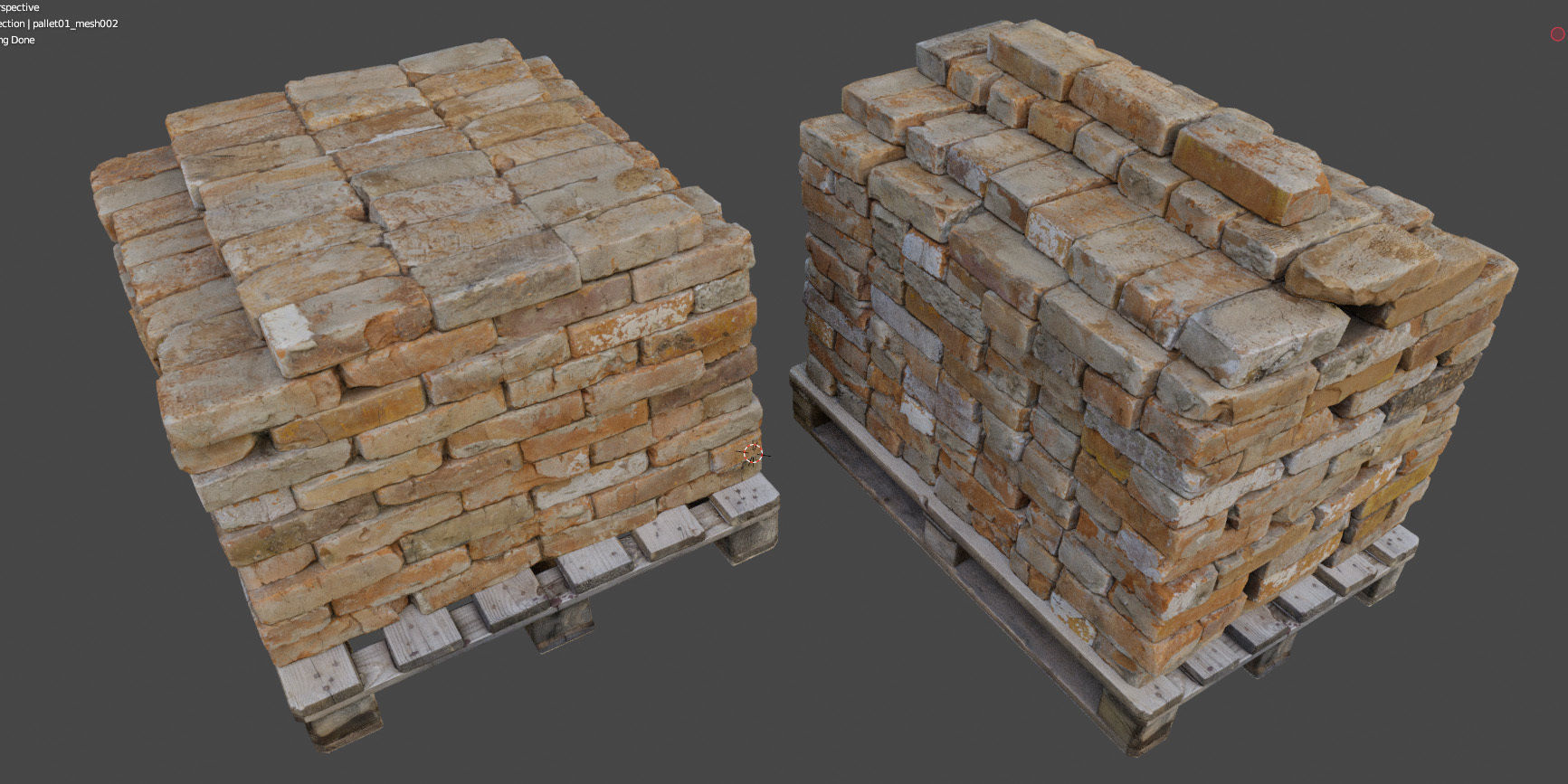 Pallets with old bricks 3D model_10