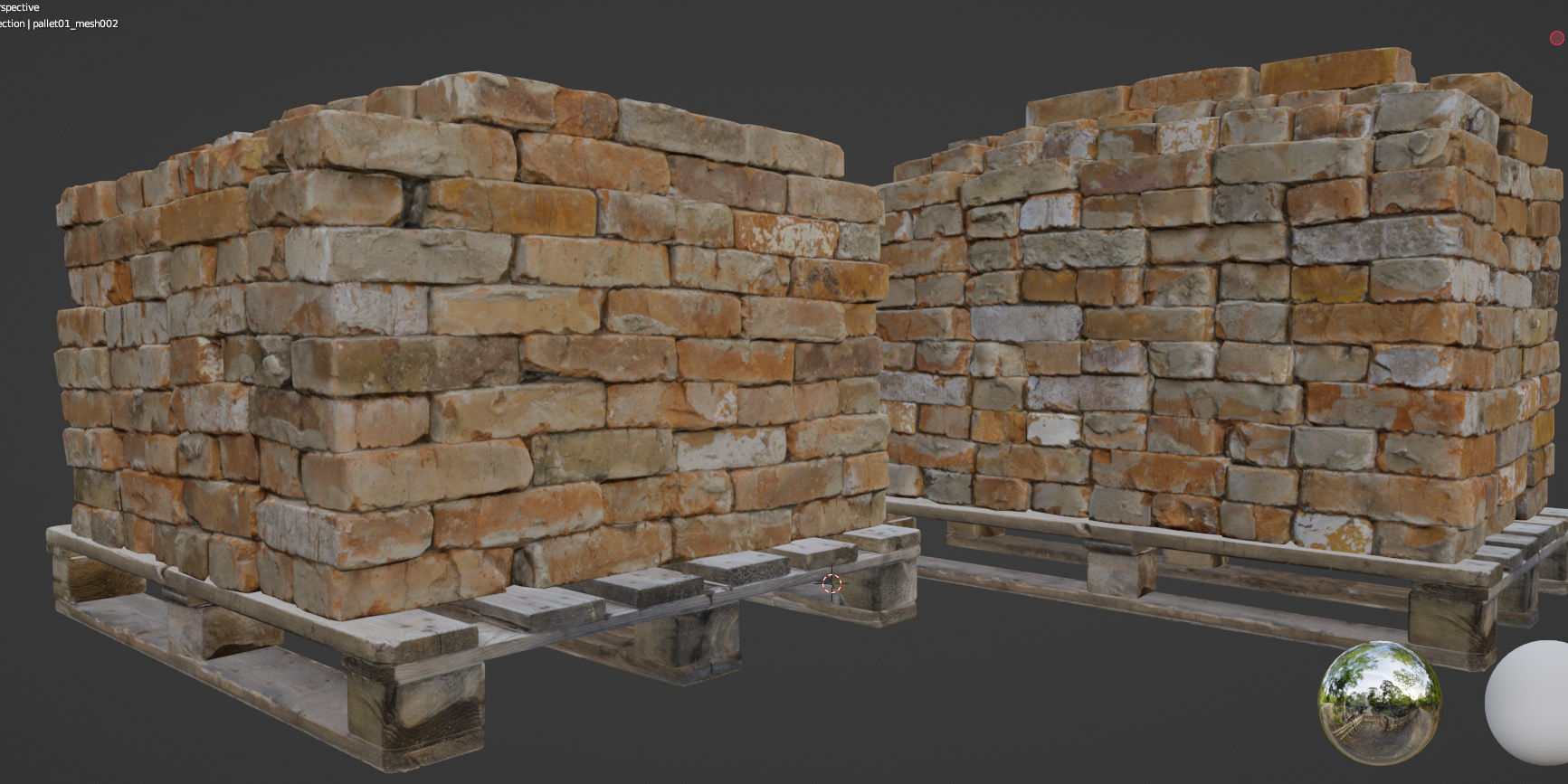 Pallets with old bricks 3D model_12