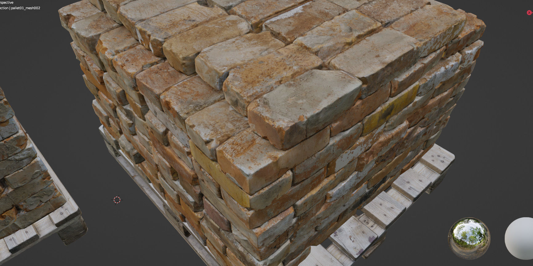 Pallets with old bricks 3D model_11