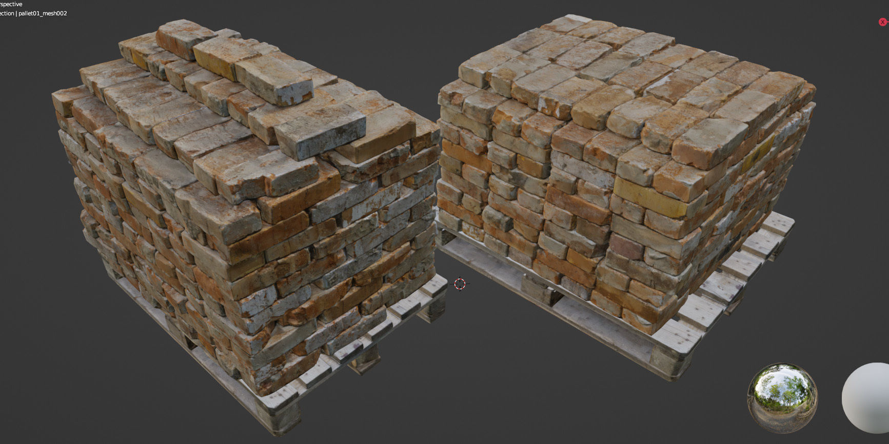 Pallets with old bricks 3D model_6