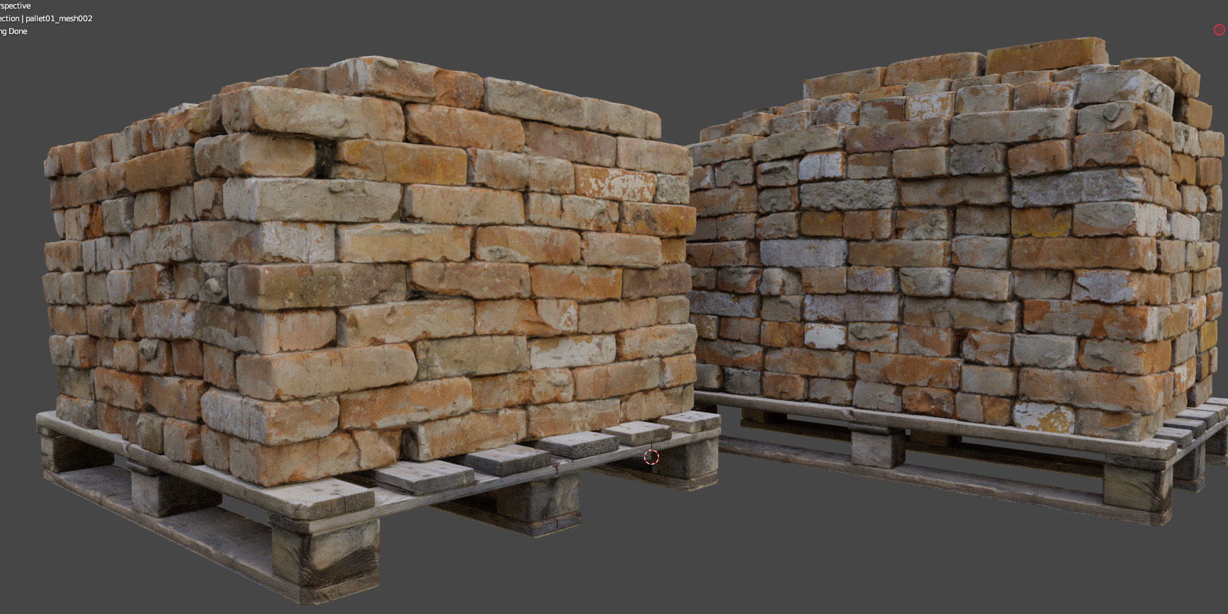 Pallets with old bricks 3D model_13