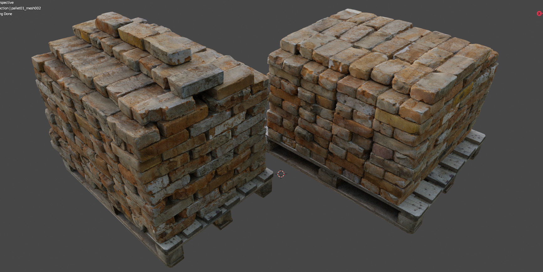 Pallets with old bricks 3D model_7
