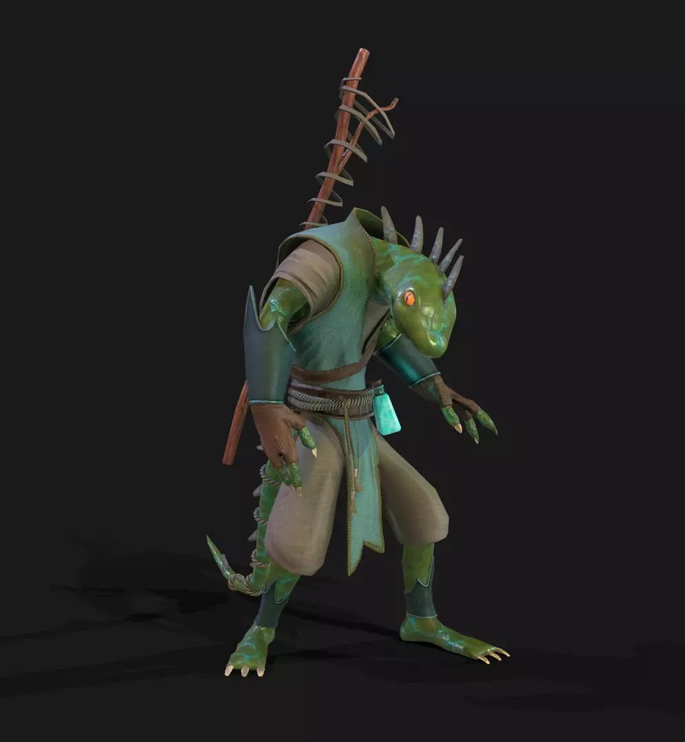 lizardmage lizard Low-poly 3D model_0