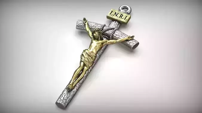 Jesus Christ Crucifixion Wooden Catholic Cross 3D print model