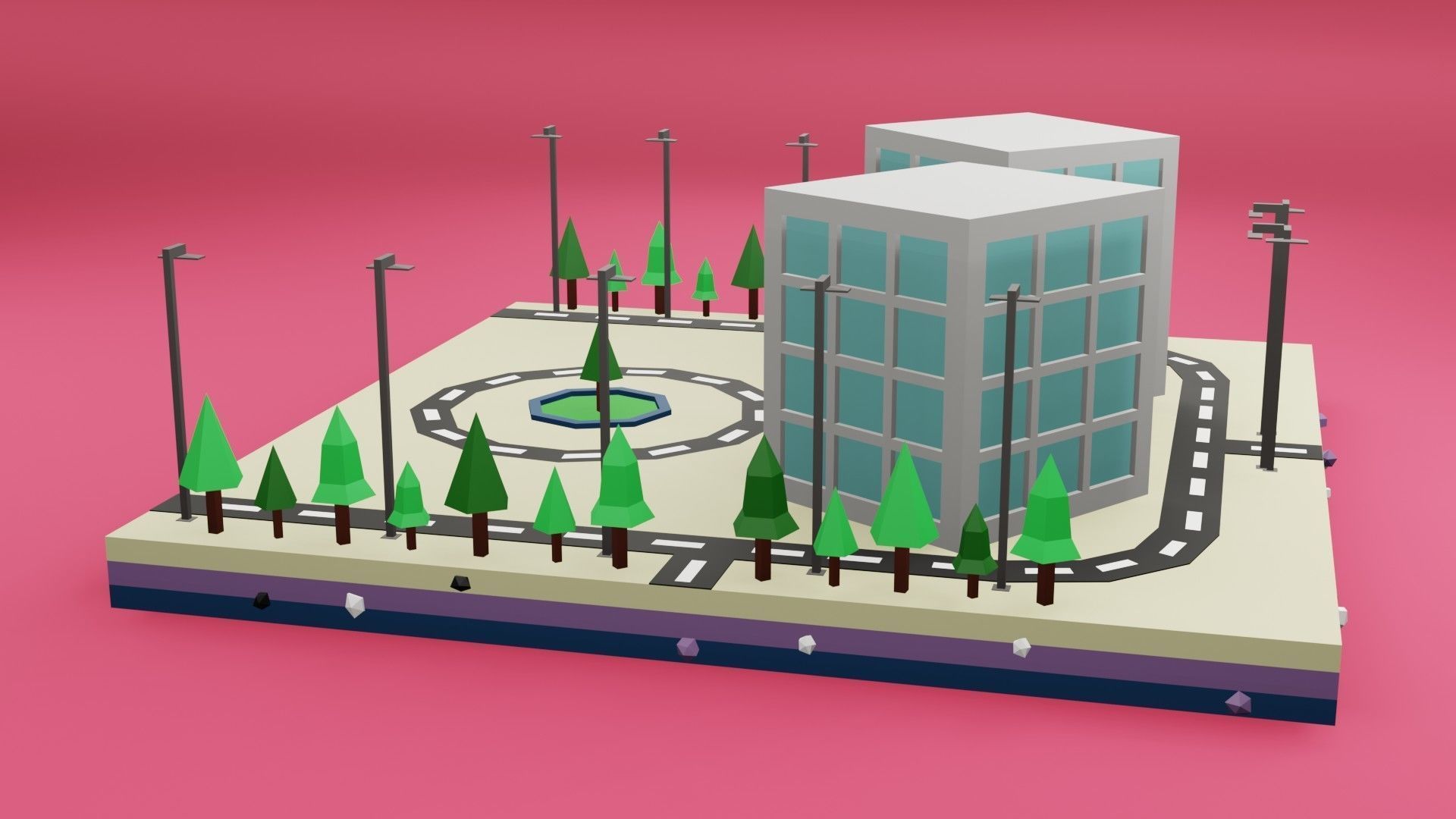 Commercial building Low poly Vol 08 Low-poly 3D model_2