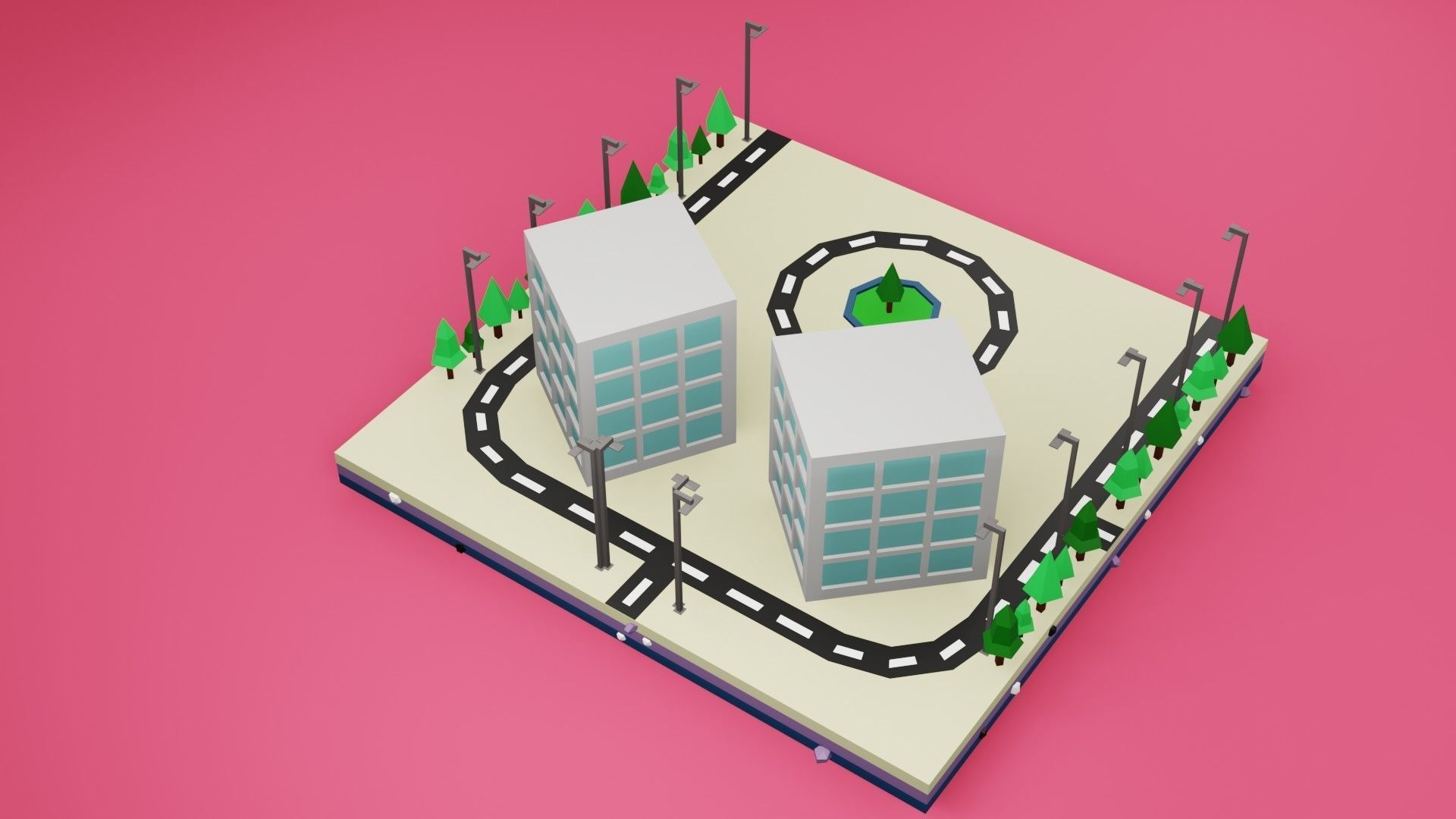 Commercial building Low poly Vol 08 Low-poly 3D model_9