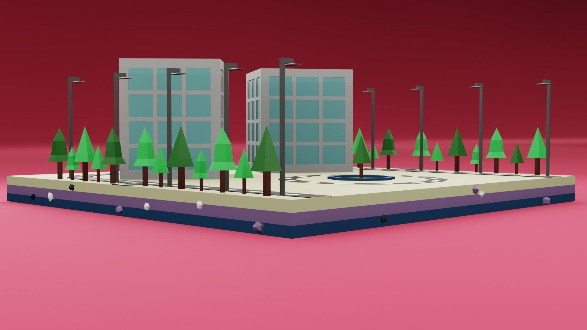 Commercial building Low poly Vol 08 Low-poly 3D model_8