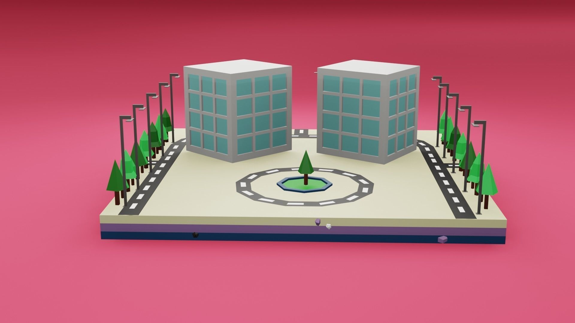 Commercial building Low poly Vol 08 Low-poly 3D model_16