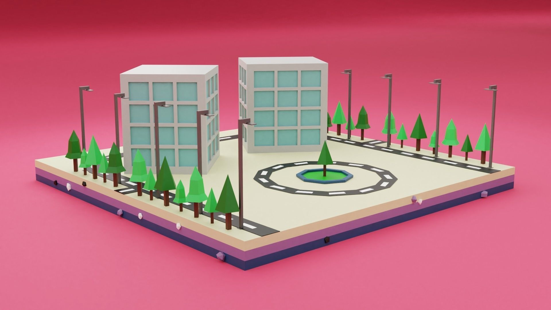 Commercial building Low poly Vol 08 Low-poly 3D model_1