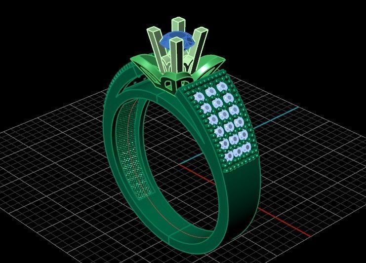 stylish ring with stones 3D print model_32