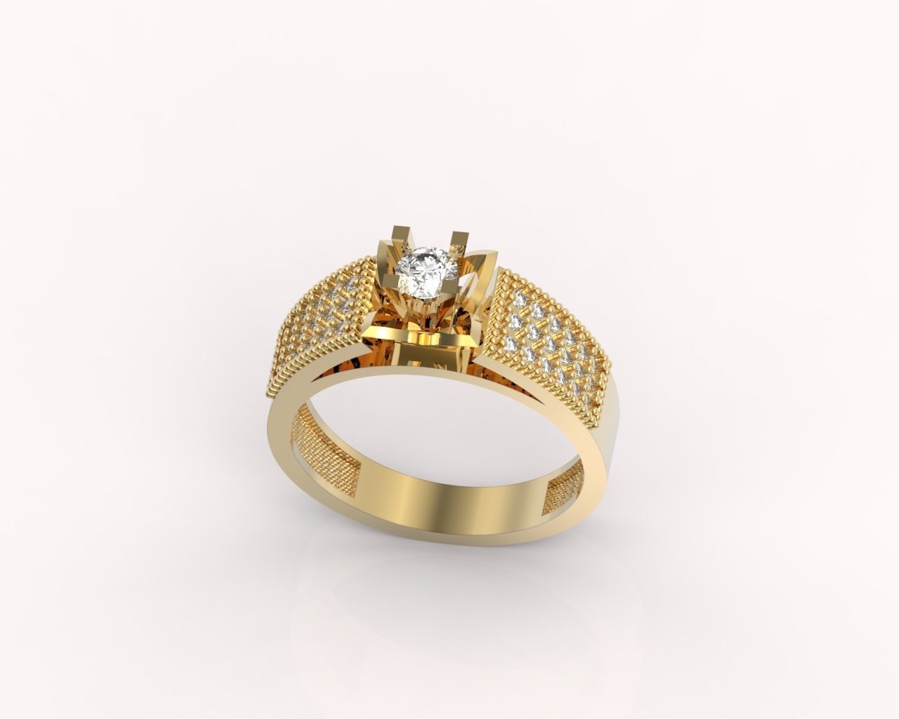 stylish ring with stones 3D print model_5
