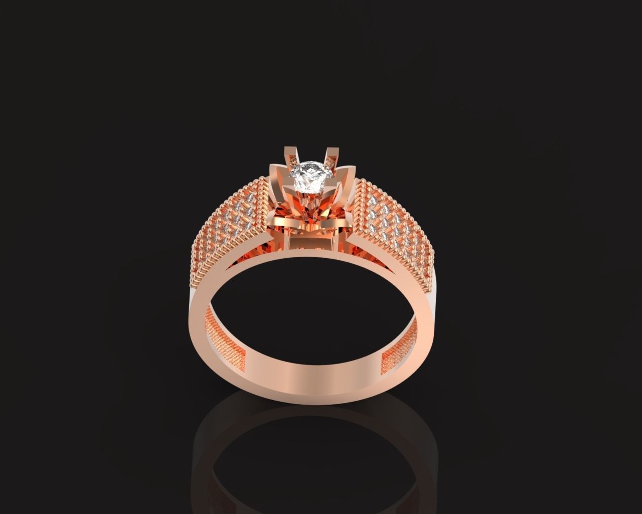 stylish ring with stones 3D print model_25