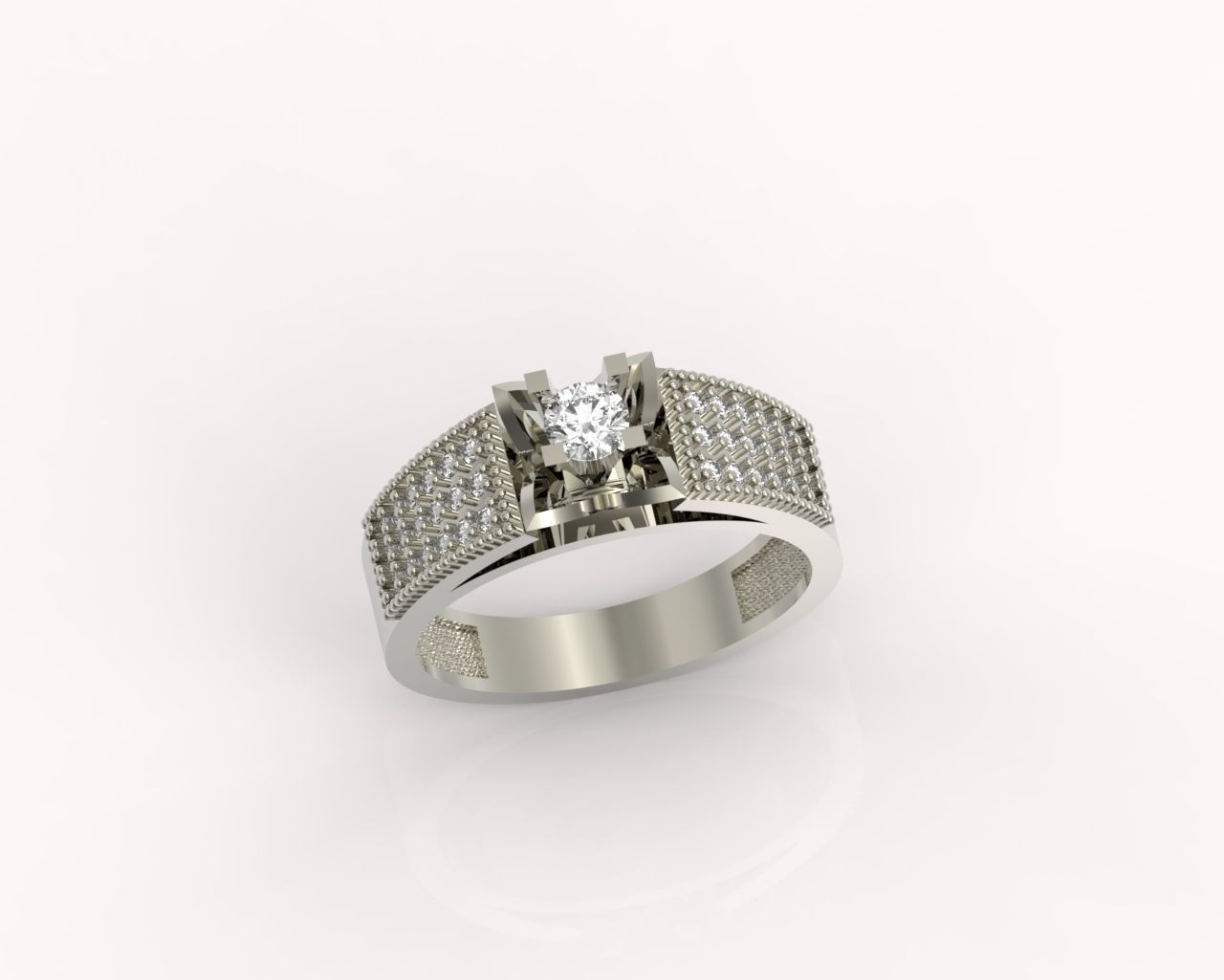 stylish ring with stones 3D print model_10