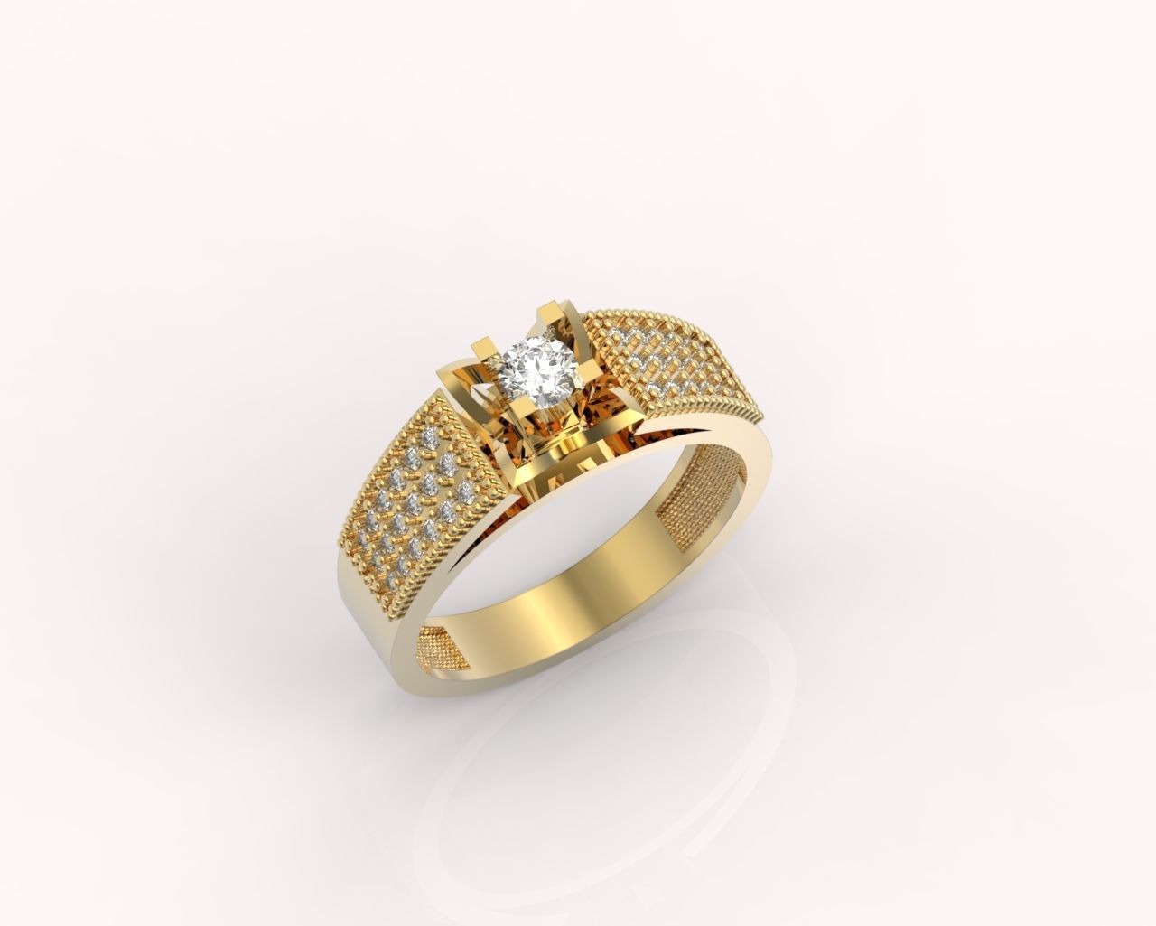 stylish ring with stones 3D print model_4