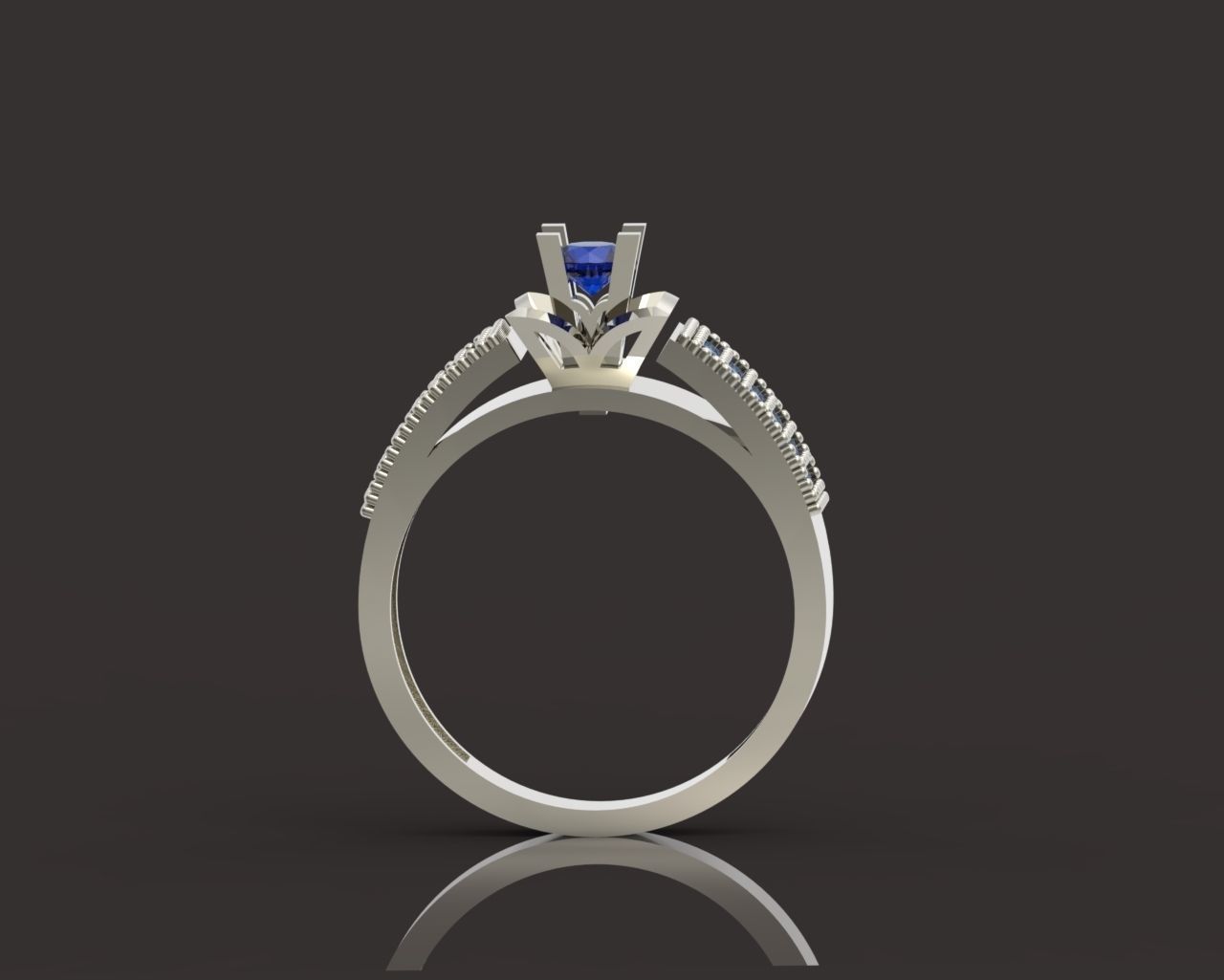 stylish ring with stones 3D print model_16