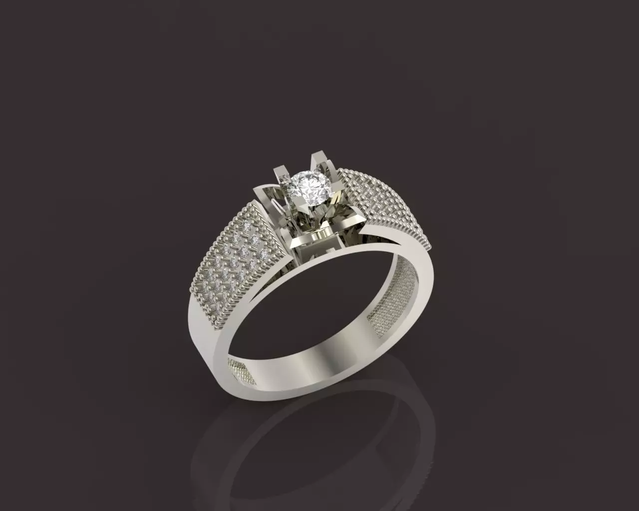 stylish ring with stones 3D print model_0