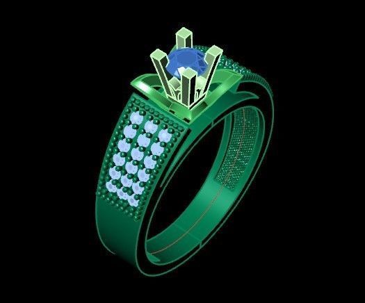 stylish ring with stones 3D print model_35