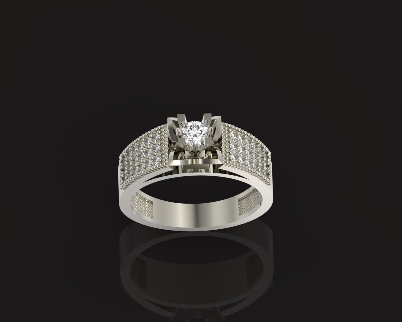 stylish ring with stones 3D print model_20