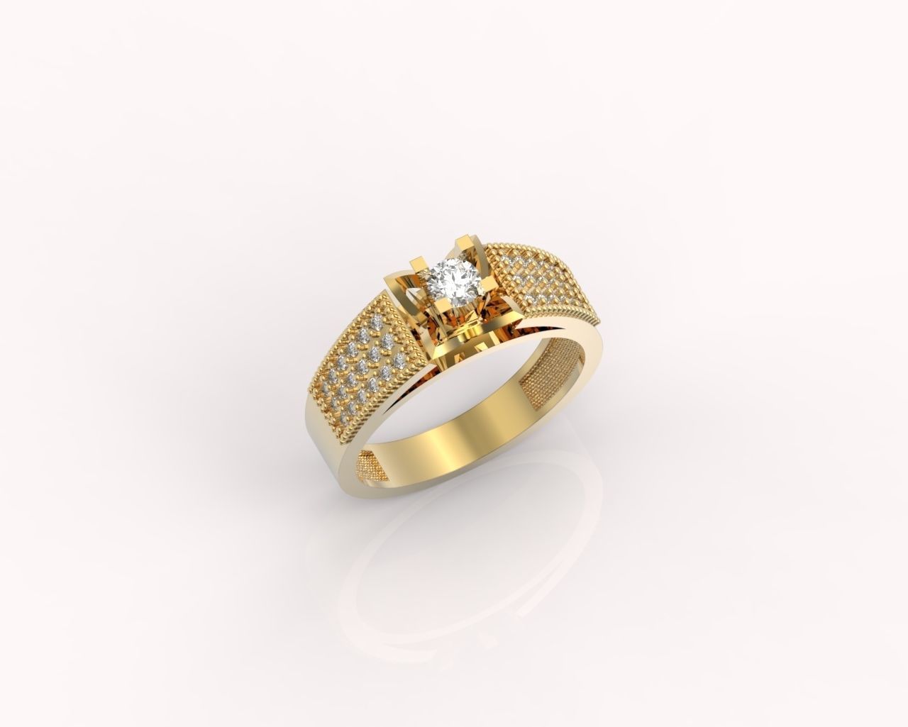 stylish ring with stones 3D print model_3