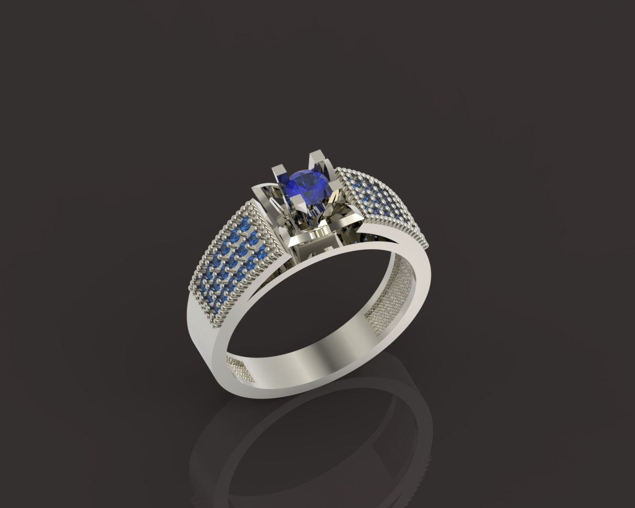 stylish ring with stones 3D print model_17