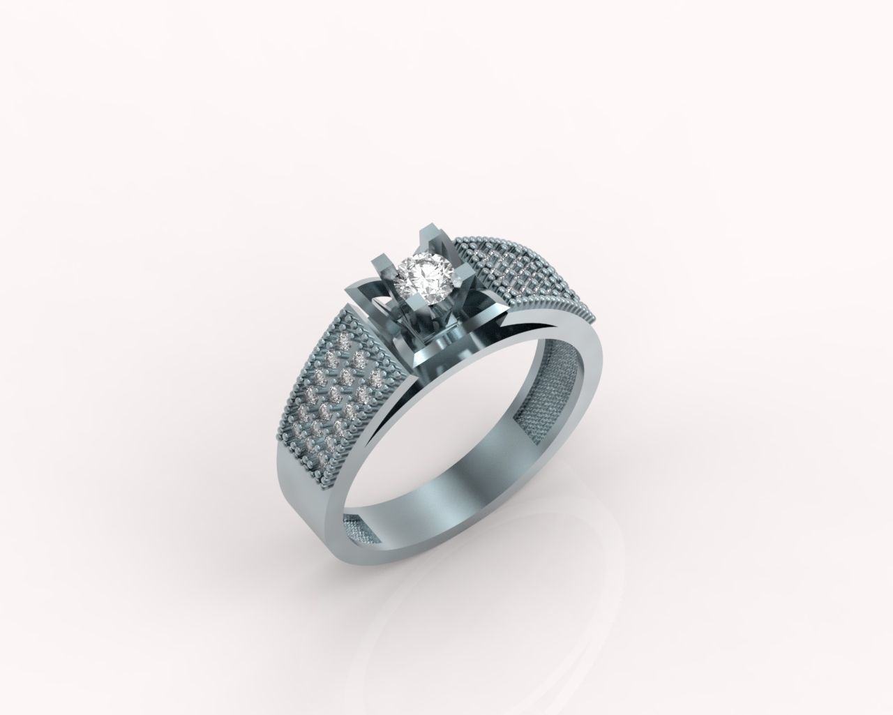 stylish ring with stones 3D print model_12