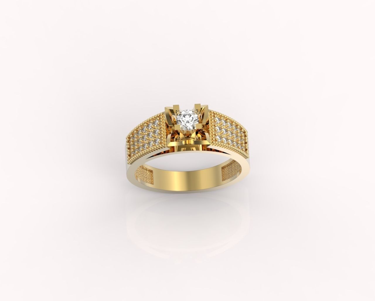 stylish ring with stones 3D print model_1
