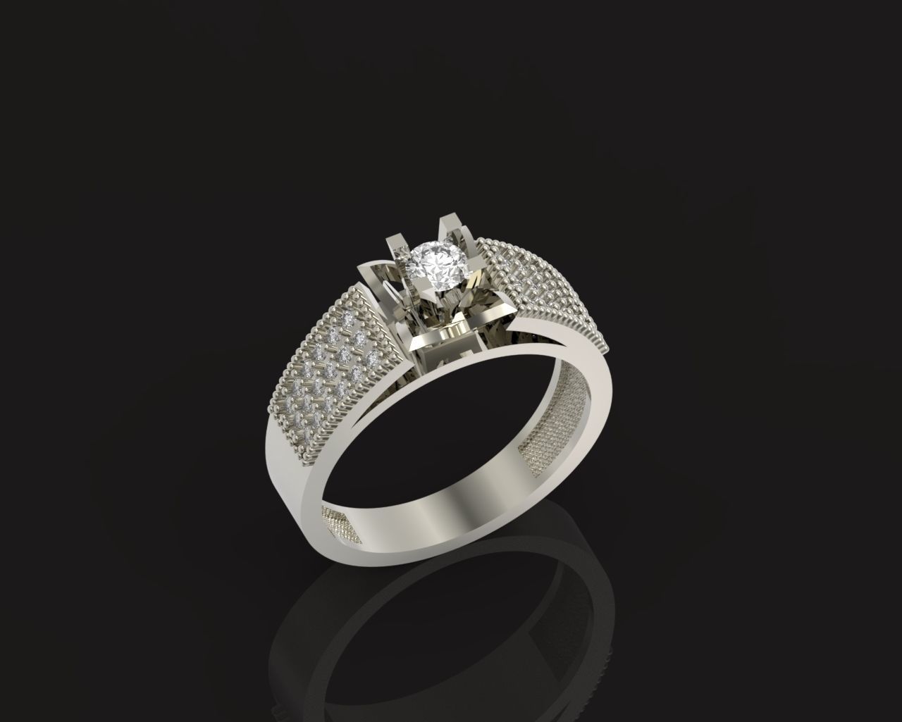 stylish ring with stones 3D print model_18